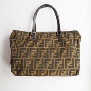 Authentic Preowned Vintage Fendi Brown Zucca Canvas Handbag